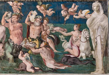 Trionfo di Venere, scena marina con delfini e cupidi