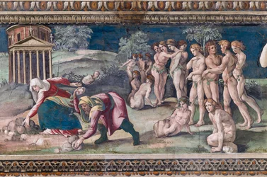 Deucalione e Pirra lanciano pietre