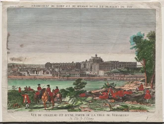 Veduta del castello e di una parte della città di Versailles