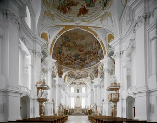 Vista interna della chiesa del monastero di Johann Balthasar Neumann (1687-1753) Neresheim, Germania
