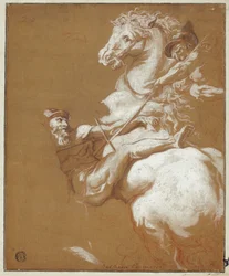Combattimento tra cavaliere e soldato di piedistallo