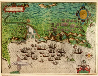 Santiago, dal viaggio nelle Indie Occidentali di Drake 1585 - 86, pub. 1589
