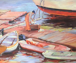 Pesca nel Maine, 1980-95 circa (olio su tela)