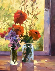 Natura morta floreale Papaveri, 1980-2000 circa (olio su tela)