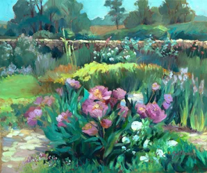 Peonie del giardino, 1990-2000 circa (olio su tela)