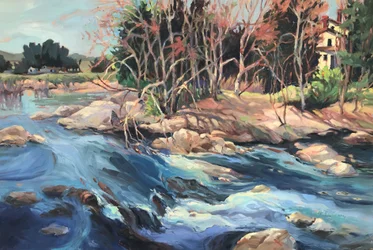 Fiume Maine, 1980-90 circa (olio su tela)