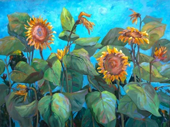 Girasoli 2, 1990-2005 circa (olio su tela)