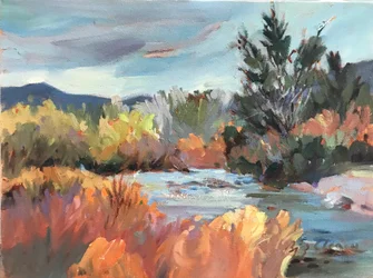 Paesaggio del Nuovo Messico senza titolo, 1980-2000 circa (olio su tela)