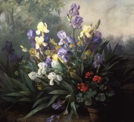 Paesaggio floreale con iris