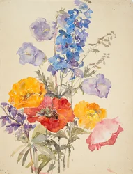 Fiori gialli, rossi e blu
