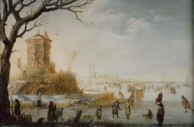 Paesaggio Invernale con Pattinatori