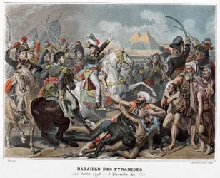Battaglia delle piramidi: Napoleone Bonaparte in Egitto nel 1798 (incisione)