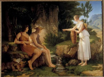 I pastori alla tomba di Aminta, illustrazione degli "Idilli" di Salomon Gessner