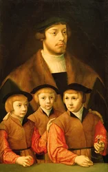 Ritratto di un uomo e dei suoi tre figli, fine anni 1530-inizio anni 1540