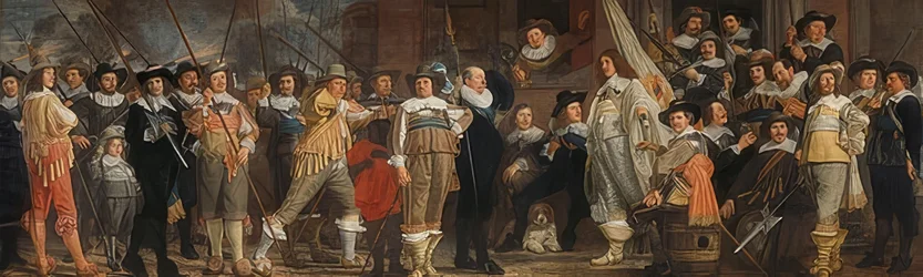 Ufficiali e altri tiratori sotto la guida del capitano Roelof Bicker e del tenente Jan Michielsz Blaeuw. Circa 1640-43