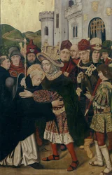 Re Ferdinando I di Castiglia accoglie San Domenico di Silos, 1478-1480