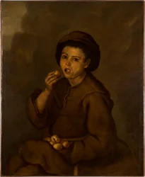 Ragazzo che mangia pesche