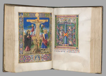 Missale: Fol. 185v: Crocifissione con bordi a tutta pagina, 1469