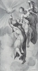 Minerva assiste Prometeo mentre tenta di scalare i cieli