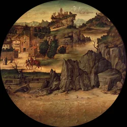 Paesaggio con castelli, fine XV secolo