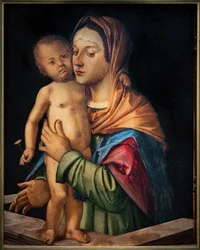 Madonna con Gesù Bambino in piedi su una balaustra, inizio XVI secolo