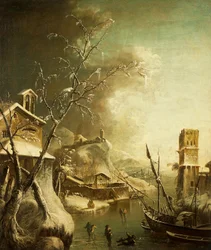 Paesaggio invernale, di Bartolomeo Pedone (1665-1733)