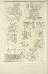 Geroglifici aztechi dal manoscritto di Veletri, illustrazione da 