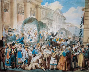 Scena cavalleresca a San Carlo al Corso a Roma, di Bartolomeo Pinelli