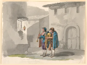 Disegno, "Pifferari", due pifferai abruzzesi a Roma, 1807-08