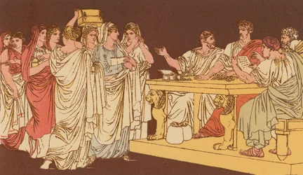 Donne romane che portano i loro ornamenti