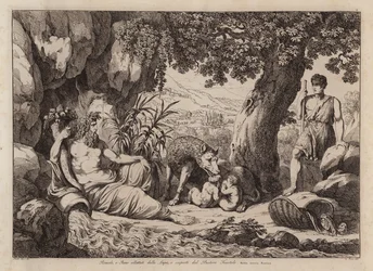 Romolo e Remo allattati dalla lupa e scoperti dal pastore Faustolo (acquaforte)