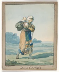 Donna di Antigoli, illustrazione per Costumi e usanze romane
