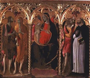 Trittico: Madonna col Bambino (pannello centrale) con San Giovanni Battista, Santa Maria Maddalena, San Cristoforo e San Domenico