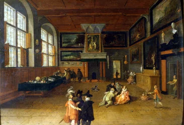 Interno di una casa signorile olandese del 17° secolo. Dipinto di Bartholomeus van Bassen (1590 - 1652), Museo del Castello Milano.