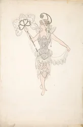 Costume per signora con ventaglio