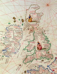 I regni di Inghilterra e Scozia, da un atlante del mondo in 33 mappe, Venezia, 1 settembre 1553 (inchiostro su pergamena) (dettaglio)