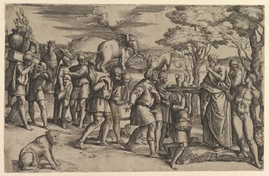 Melchisedek offre pane e vino ad Abramo, ca. 1547