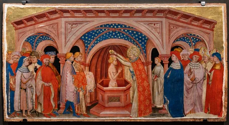Papa San Silvestro che battezza Costantino in Laterano (tempera su tavola)