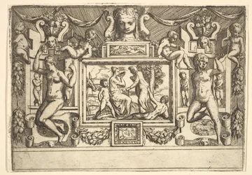 Giovane donna che beve da una ciotola, una vecchia donna davanti a lei, ambientata in..., ca. 1540-80