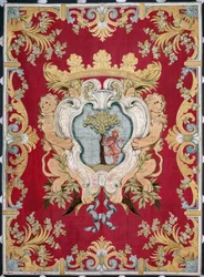 Blasone della nobiltà con un leone e un albero. Arazzo delle manifatture di Bruxelles. XVI secolo Genova, Musei di Strada Nuova