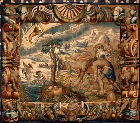 Mese di agosto: “Il raccolto” Arazzo di Jan Raes (attivo intorno al 1610-1631) realizzato nelle manifatture di Bruxelles. XVII secolo Genova, Musei di Strada Nuova