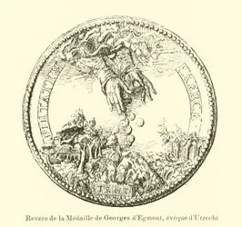 Retro di una medaglia di George van Egmond, Vescovo di Utrecht
