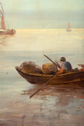 Seconda stanza sul retro, sala riunioni, murali con scene rurali in stile classico, probabilmente intorno al 1810, scena 3