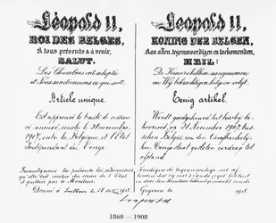 Firma del Re Leopoldo II (1835-1909) che approva l