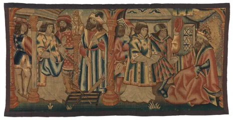 Arazzo, Due scene della vita di San Lorenzo, probabilmente realizzato a Tournai, Belgio, o Basso Reno, Francia o Germania