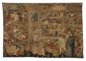 Arazzo raffigurante i pigiatori di vino, da Tournai, c.1460-70