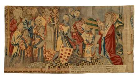 Frammenti di arazzo da un arazzo che raffigura i Sette Sacramenti, realizzato a Tournai, Belgio
