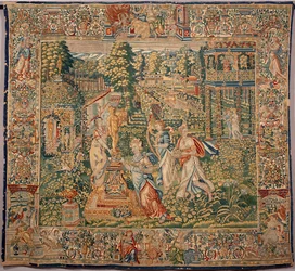 I doni di Pomona, ninfa dei frutti. Arazzo delle manifatture di Bruxelles. XVI secolo, Genova, Musei di Strada Nuova