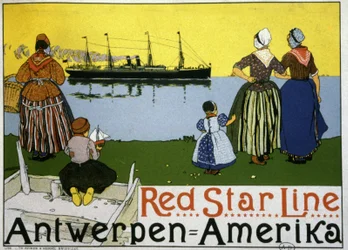 Transatlantico Anversa/America. Pubblicità per la Red Star Line, c.1900