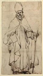 Disegno, Vescovo in piedi, 1620 ca.